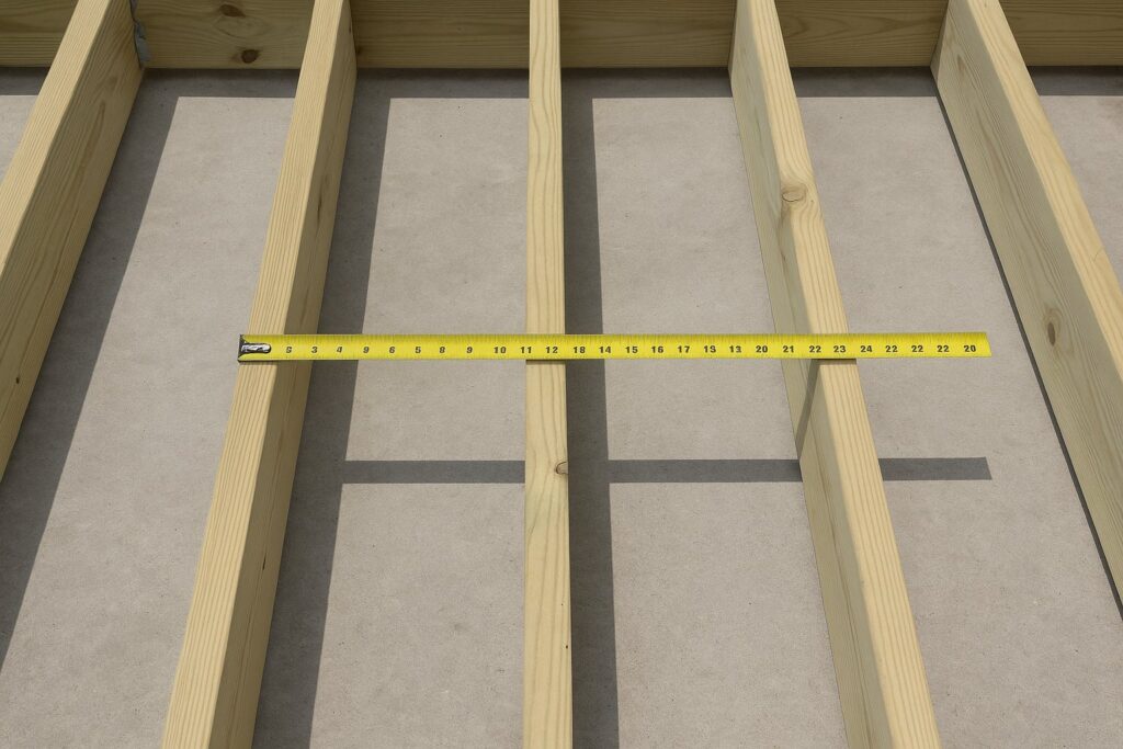 Illustrative, AI-generated: joist spacing measured, not eyeballed