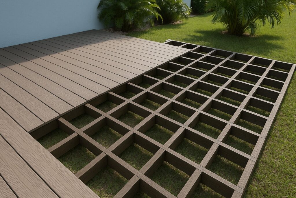 Illustrative, AI-generated: boards going on with a consistent gap