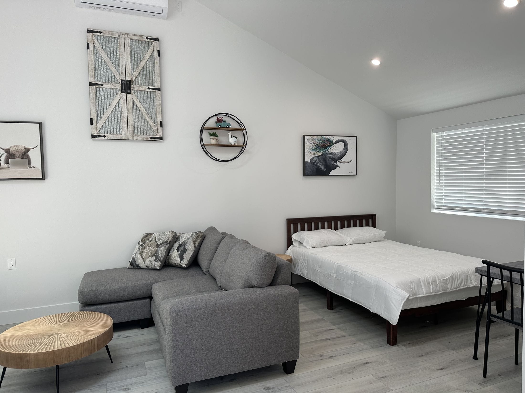 ADU living and sleeping area seen from the kitchen
