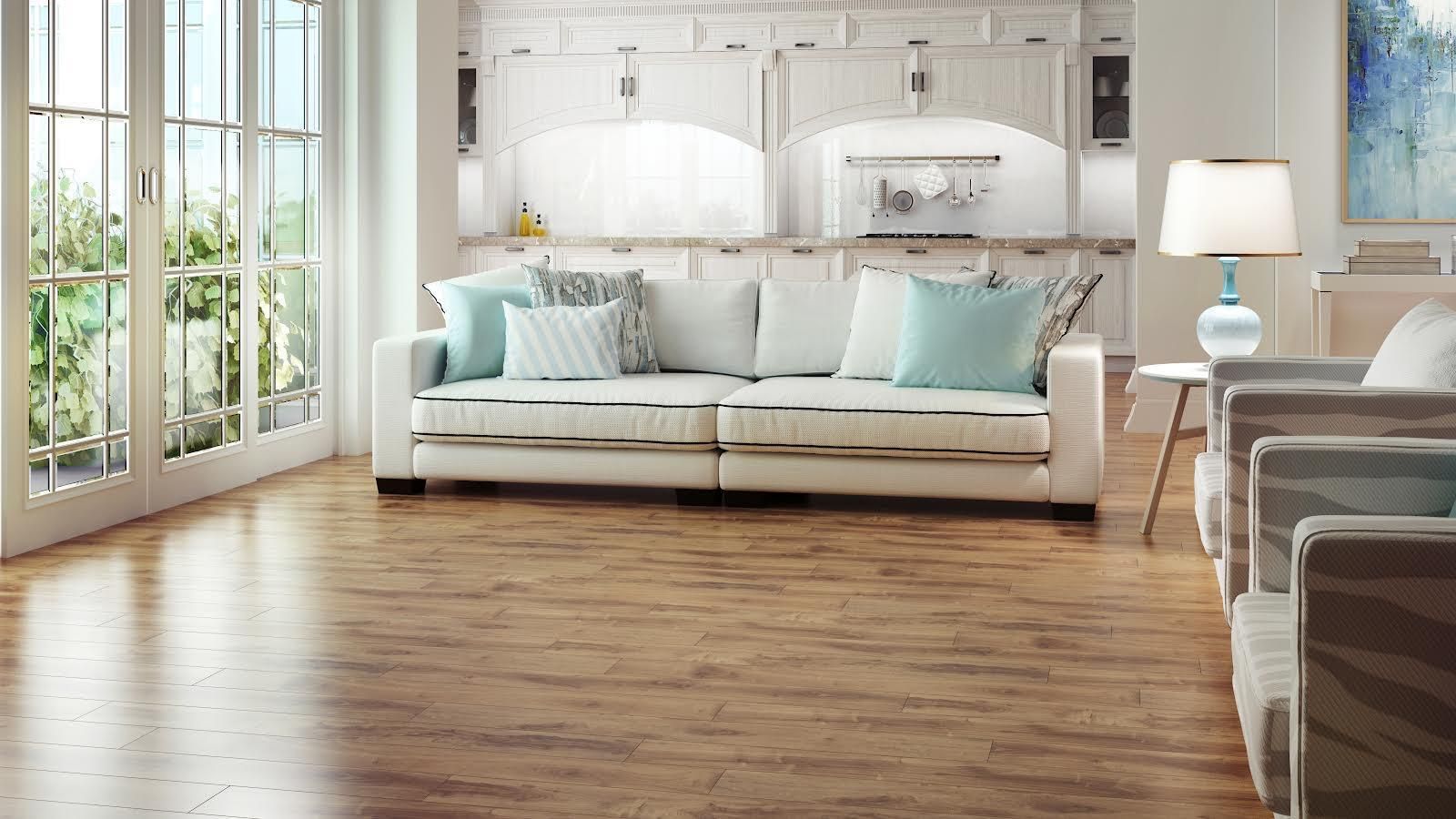 Luxury vinyl plank flooring in a room during fit-out