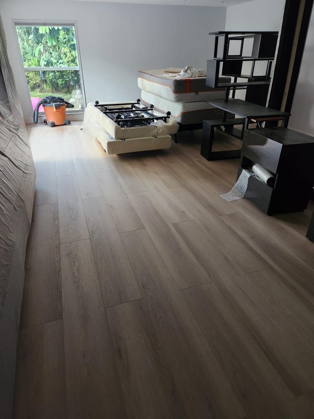 Plank flooring in a finished office interior
