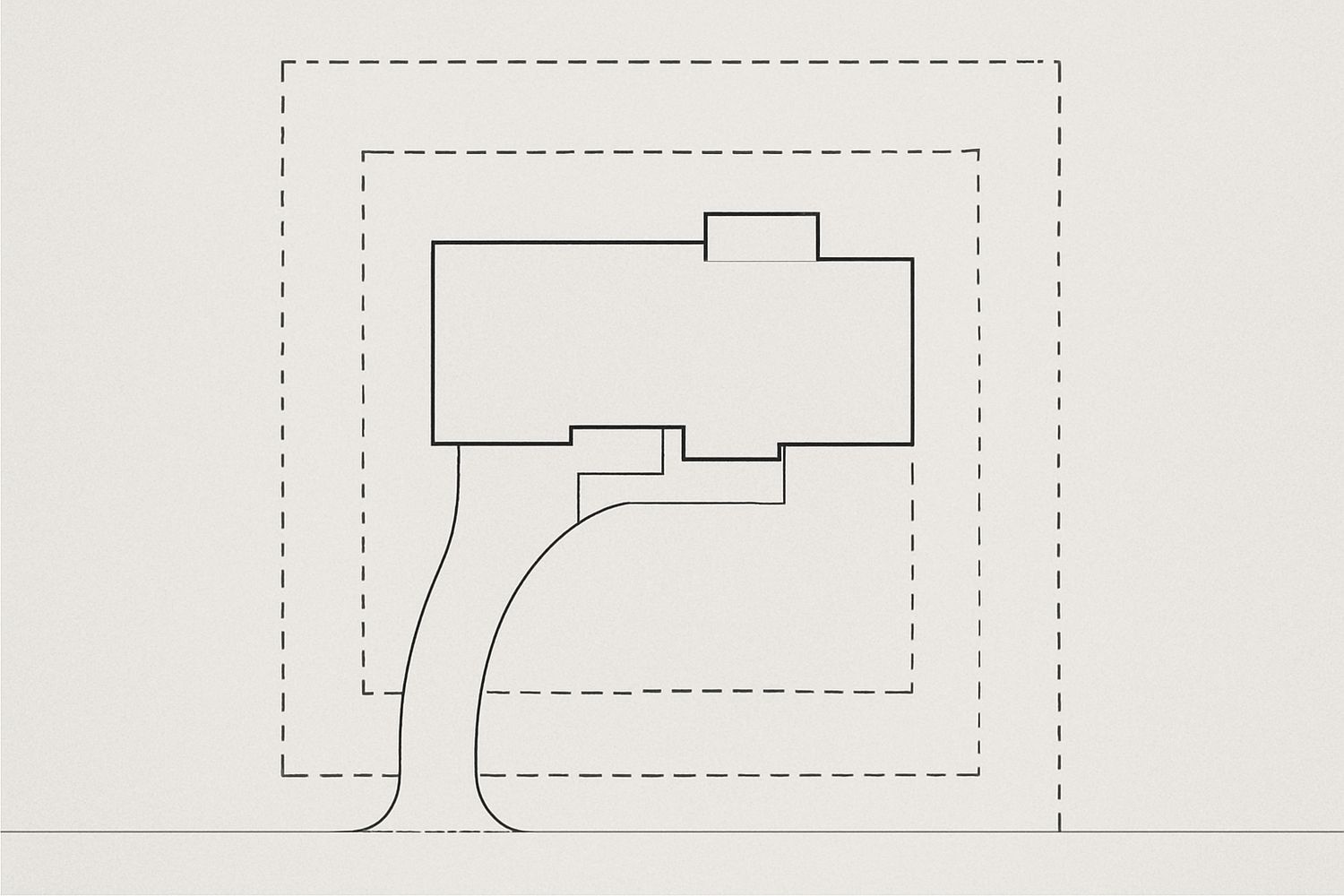 Illustration of a site plan showing the property boundary, building outline and setback lines (illustration)