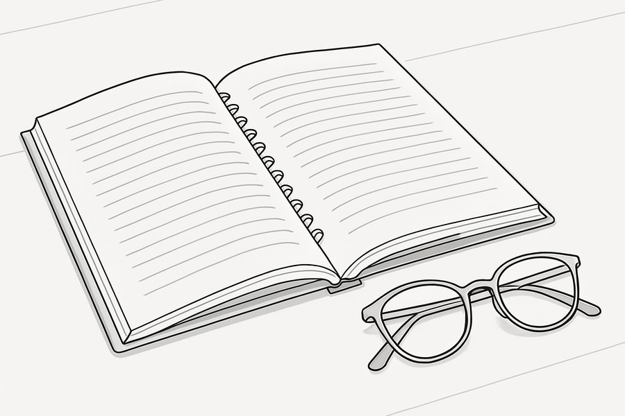Illustration of a bound governing document lying open, its pages shown as blank placeholder lines (illustration)