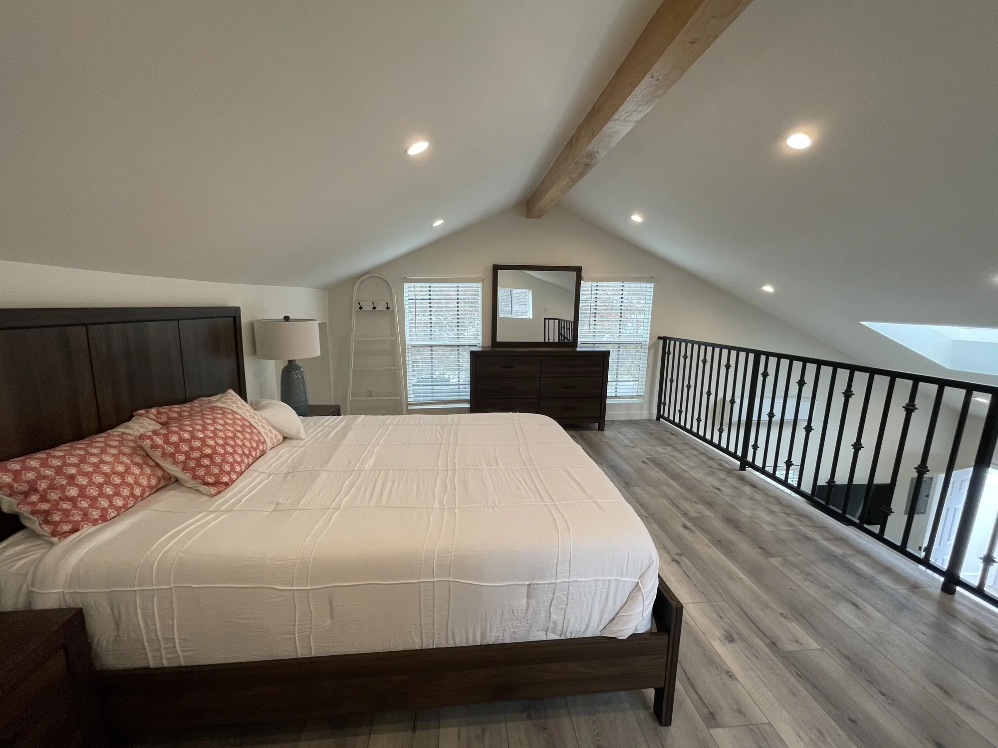 Bedroom and mezzanine in a completed accessory living space