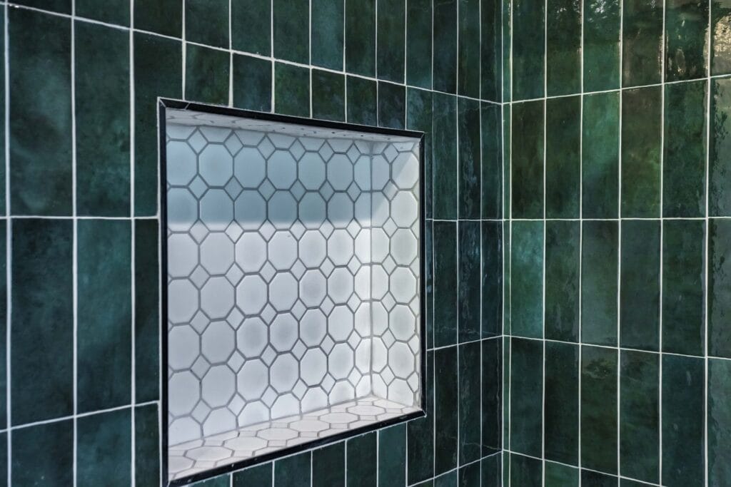 Emerald Tile Walk-In Shower Bathroom Remodel — photo 4
