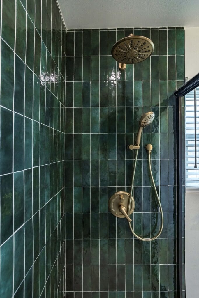 Emerald Tile Walk-In Shower Bathroom Remodel — photo 8