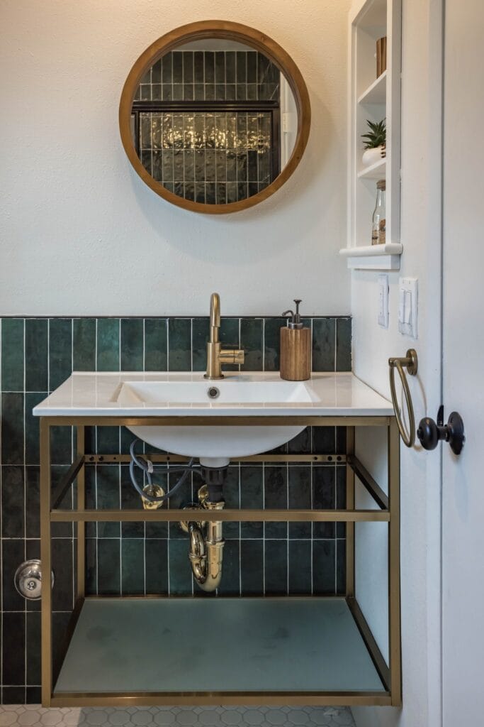 Emerald Tile Walk-In Shower Bathroom Remodel — photo 12