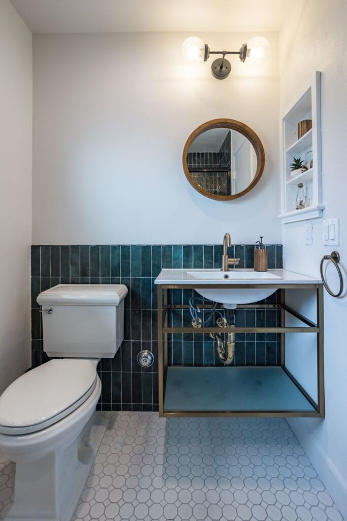 Emerald Tile Walk-In Shower Bathroom Remodel — photo 13