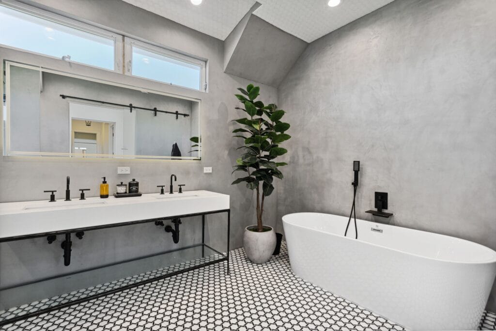 Polished-Concrete Primary Bath with Curbless Walk-In Shower — photo 3