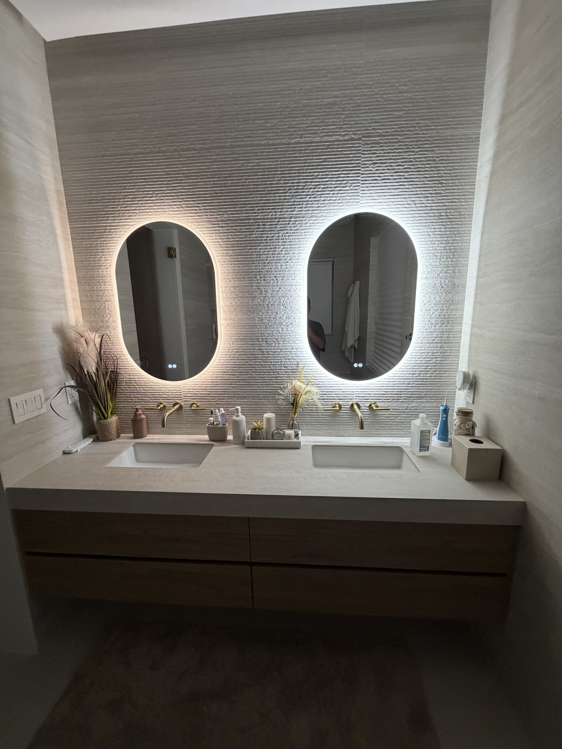 Spa-Style Guest Bathroom Remodel with Curbless Shower & Backlit Mirrors