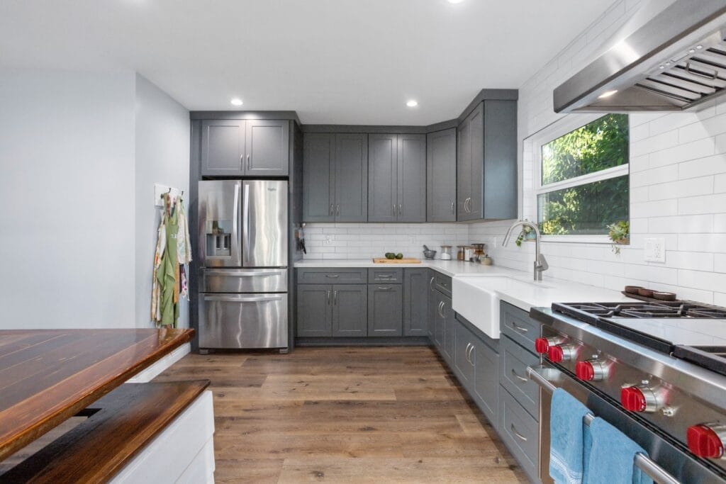 Gray Shaker Kitchen Remodel with Wolf Range & Farmhouse Sink — photo 2