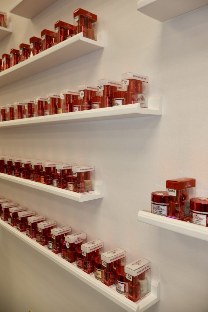 Nail Salon & Spa Interior Buildout with Mirrored Hexagon Accent Wall — photo 12