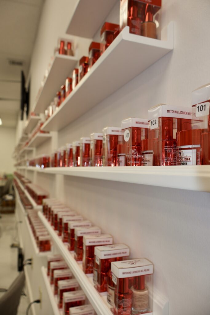 Nail Salon & Spa Interior Buildout with Mirrored Hexagon Accent Wall — photo 13