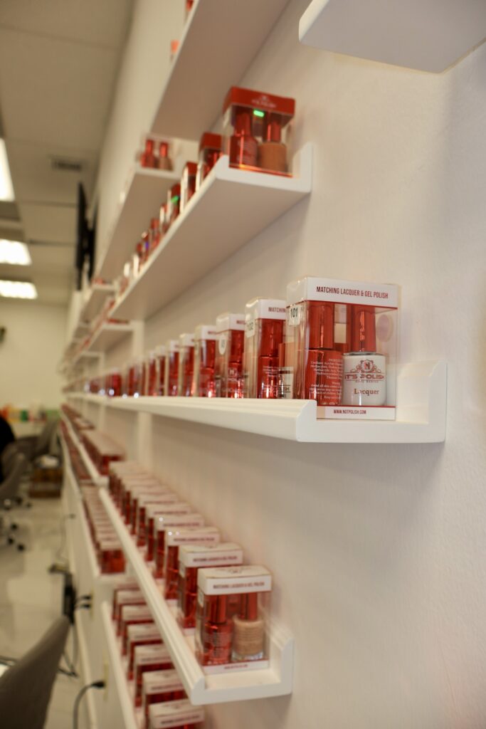 Nail Salon & Spa Interior Buildout with Mirrored Hexagon Accent Wall — photo 14