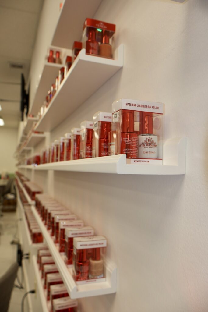 Nail Salon & Spa Interior Buildout with Mirrored Hexagon Accent Wall — photo 15