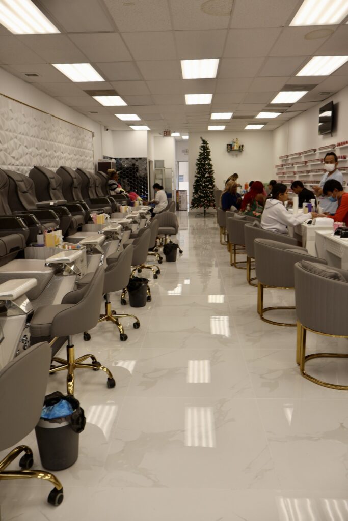 Nail Salon & Spa Interior Buildout with Mirrored Hexagon Accent Wall — photo 20