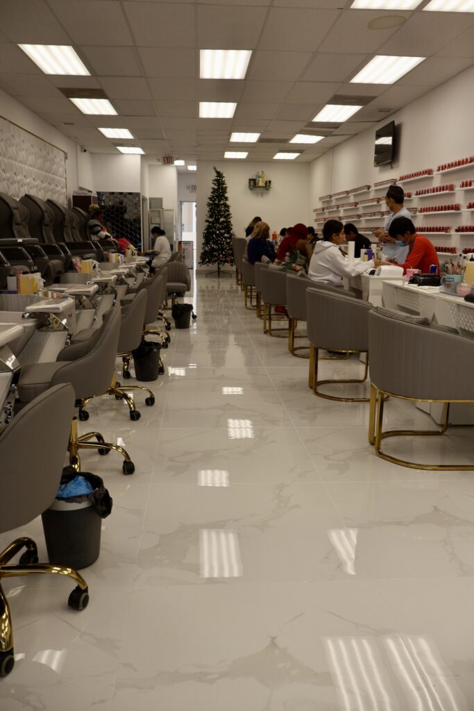 Nail Salon & Spa Interior Buildout with Mirrored Hexagon Accent Wall — photo 23