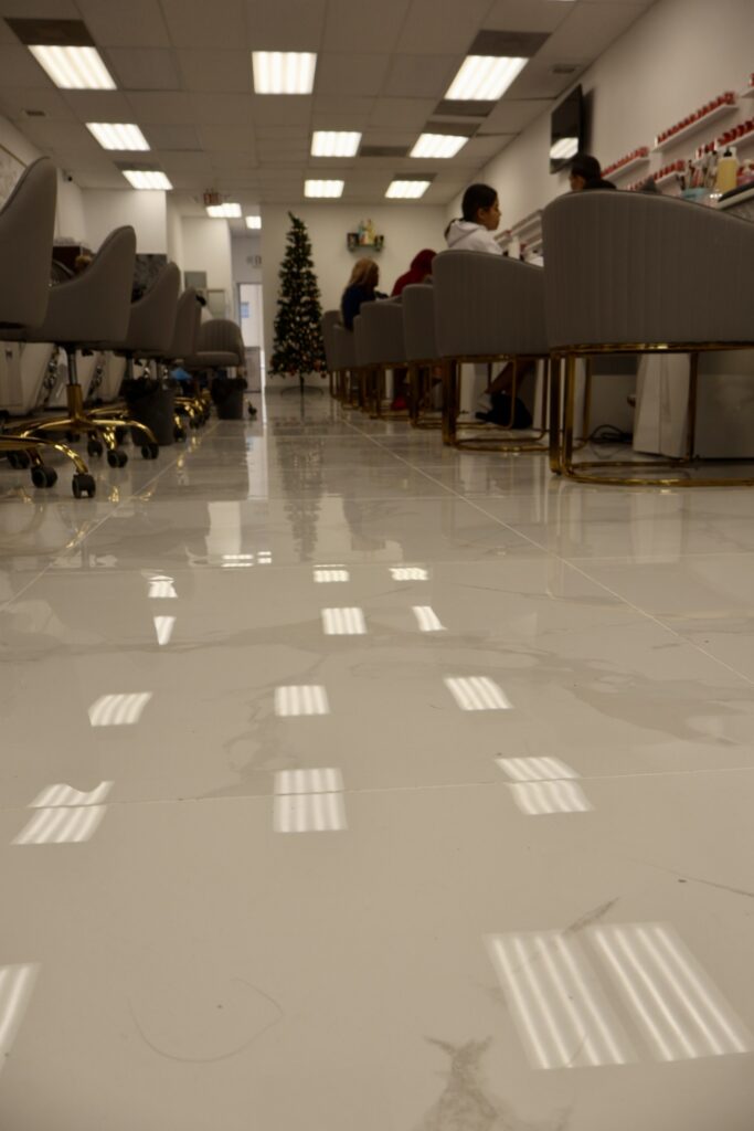 Nail Salon & Spa Interior Buildout with Mirrored Hexagon Accent Wall — photo 24