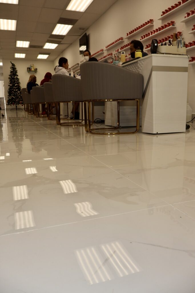 Nail Salon & Spa Interior Buildout with Mirrored Hexagon Accent Wall — photo 26