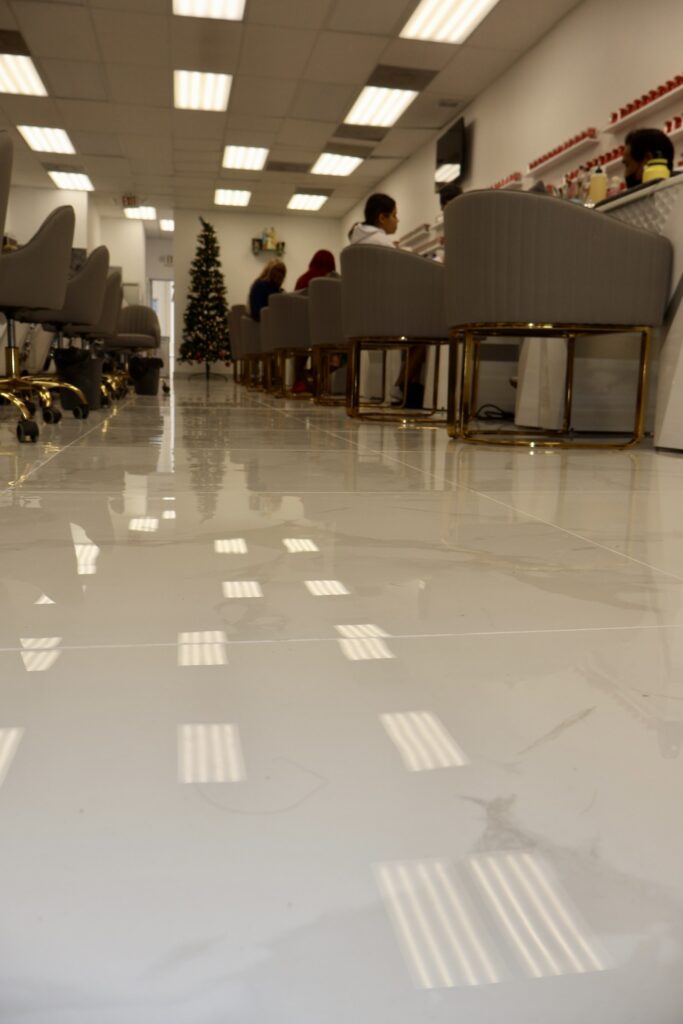 Nail Salon & Spa Interior Buildout with Mirrored Hexagon Accent Wall — photo 27
