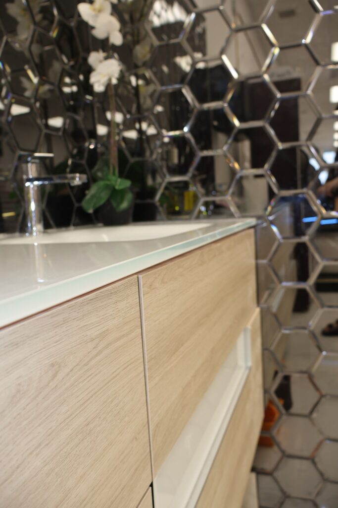 Nail Salon & Spa Interior Buildout with Mirrored Hexagon Accent Wall — photo 34