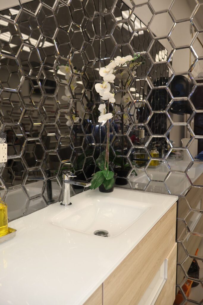 Nail Salon & Spa Interior Buildout with Mirrored Hexagon Accent Wall — photo 35