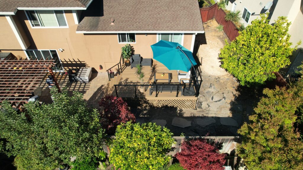 Raised Composite Deck, Paver Patio & Landscape Design — photo 2