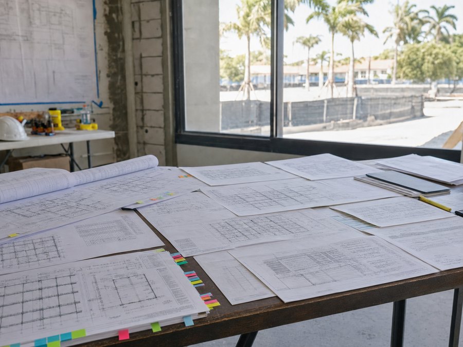 Illustration of a complete residential submittal set laid out with tabbed sections