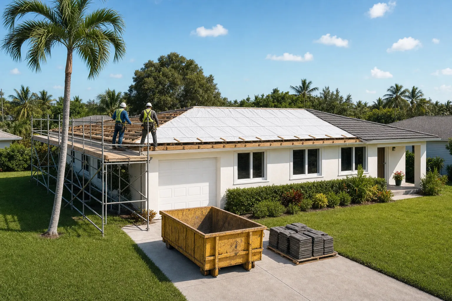 Controlled roof removal during a South Florida second-story addition