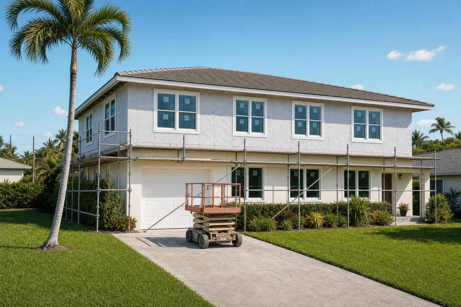 Weather-tight second-story addition with impact windows installed